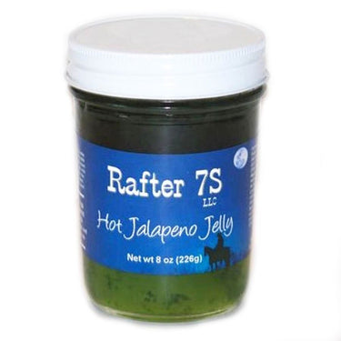 Hot Jalapeno Jelly | 8 oz. | 3 Pack | Spicy Jelly | Fresh Jalapeños | No Preservatives | Made in Paxton, NE | Rafter 7S